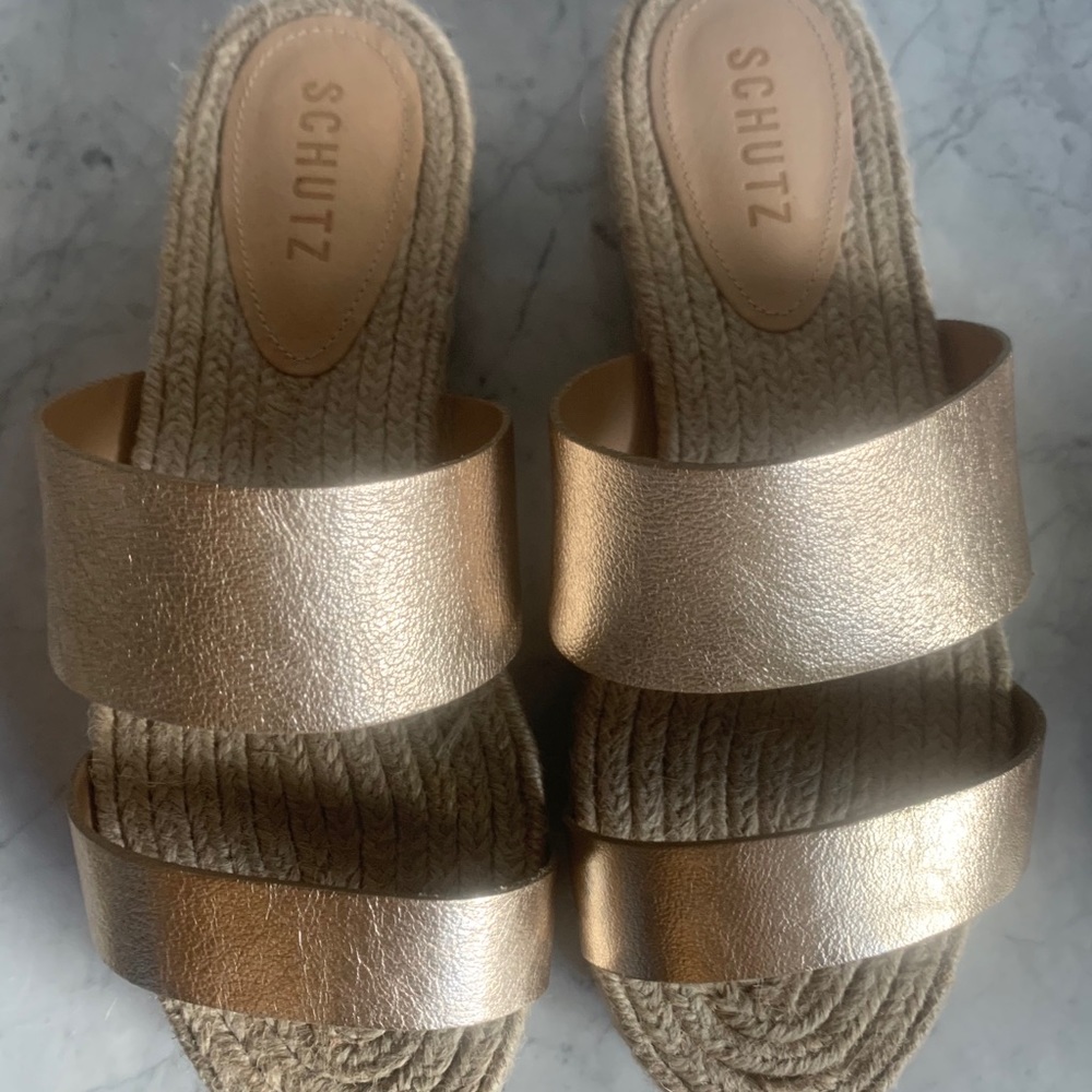 Schutz Jute espadrille strappy sandal size 8.5